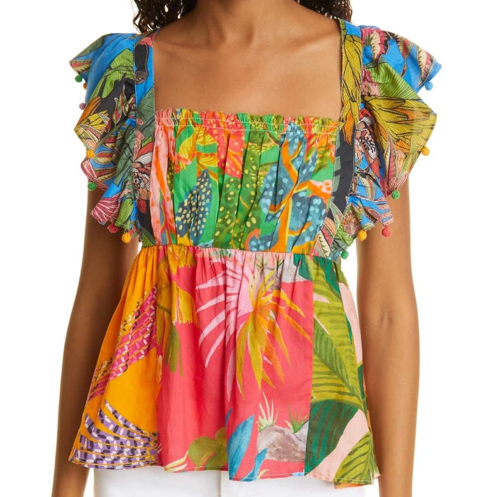 FARM Rio Multicolor Tropical Print Top